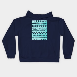 Loose bohemian pattern - aqua Kids Hoodie